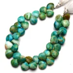 Natural Opalina Gemstone from Andes Peru, 10.5 mm size smooth heart shape beads, 8.5 inch full strand, rare gem beads for jewelry making