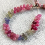 Sri Lanka Multicolor Sapphire Gems, 6x4mm Smooth Teardrop Beads, 4.5" Strand