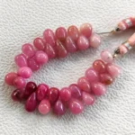 Sri Lanka Pink Sapphire Gems, 8x6mm Smooth Teardrop Beads, 4" Strand - Image 4
