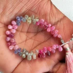 Sri Lanka Multicolor Sapphire Gems, 6x4mm Smooth Teardrop Beads, 4.5" Strand - Image 4