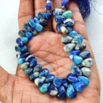 Rare Afghanite Gemstone, 10x7 to 11x8mm Pear Beads, 8" Strand, UV light color change gems