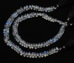 blue fire rainbow moonstone, natural gemstone, teardrop shape smooth beads, 6x4mm approx. size beads, 10 inch full strand