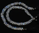blue fire rainbow moonstone, natural gemstone, teardrop shape smooth beads, 6x4mm approx. size beads, 10 inch full strand - Image 2