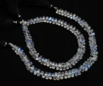 blue fire rainbow moonstone, natural gemstone, teardrop shape smooth beads, 6x4mm approx. size beads, 10 inch full strand - Image 3