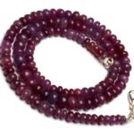 Natural Myanmar Burmese Ruby 5 to 7 mm Size Smooth Rondelle Beads - 17.5 Inch Necklace