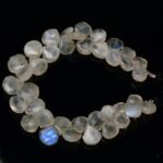 Natural Rainbow Fire Moonstone Gems 8 to 11 mm Size Unpolished Heart Shape Beads 7" Strand