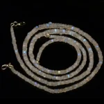 Natural Rainbow Fire Moonstone Gems 4 to 6 mm Size Matte Finish Rondelle Beads 17" Necklace - Image 2