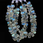 Natural Rainbow Fire Moonstone 10x7 mm Size Faceted Pear Briolette Beads 8" Strand - Image 2