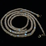 Natural Rainbow Fire Moonstone Gems 4 to 6 mm Size Matte Finish Rondelle Beads 17" Necklace