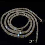 Natural Rainbow Fire Moonstone Gems 4 to 6 mm Size Matte Finish Rondelle Beads 17" Necklace - Image 4