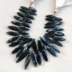 Green Indigo Kyanite Gemstone 16x6 to 20x7mm Marquise Cut Briolette Beads 7" Strand