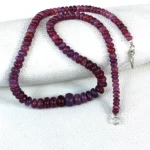Myanmar Ruby Gemstone, 5-10mm Smooth Rondelle Beads, 17.5-Inch Necklace - Image 3
