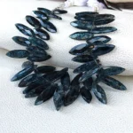 Green Indigo Kyanite Gemstone 16x6 to 20x7mm Marquise Cut Briolette Beads 7" Strand - Image 2