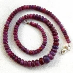 Myanmar Ruby Gemstone, 5-10mm Smooth Rondelle Beads, 17.5-Inch Necklace