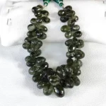 Natural Green Rutile Quartz, 12x8 to 18x11mm Teardrop Cut Briolette, 10-Inch Strand